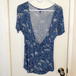 ModCloth Blue Wave Knit Shirt - Large